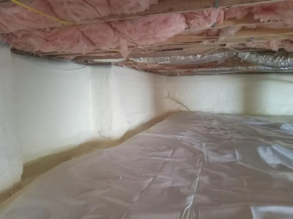 Crawl space encapsulation with closed-cell spray foam for Flat Roof Repair in Mebane